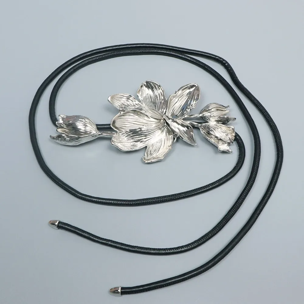 Long Adjustable Golden Tulip Belt Alloy Vintage Metal Flower Waist Chain Jeans Decor Waistband Exaggerated Belt Gift