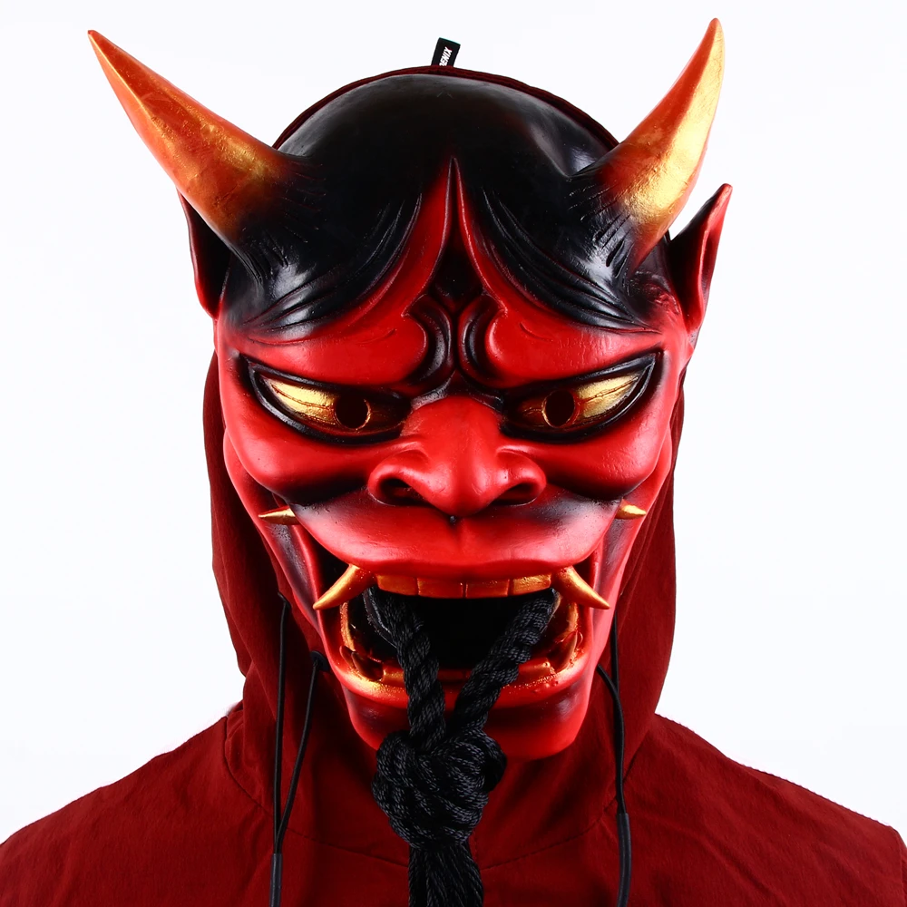 ONI Devil Traditional Japanese Halloween Mask Demon Fancy Dress  Cosplay Latex Mask Costume Accessories