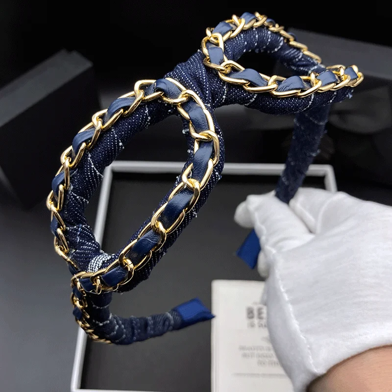 Denim-Kunst Haarspangen und Stirnbänder für Frauen, Hochwertige Erwachsenenmode, Stilvolle Haarbündel, Gepresste Haar-Stirnbänder – Detail 5