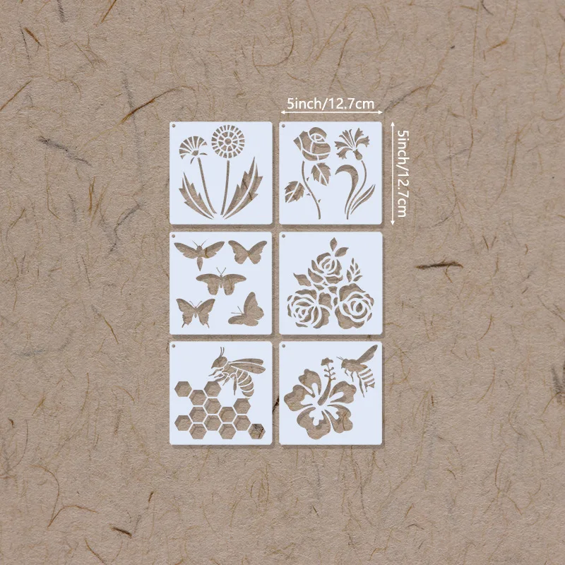 Farm Flower and Grass 20pcs 5inch Painting Template Butterfly Bird Auxiliary Drawing Hollow Template Painting Supplies