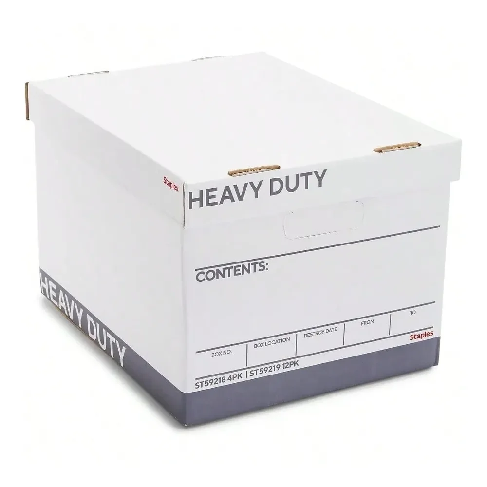 

Storage And Filing Box HeavyDuty With Handles And Removable Lid Letter And Legal Size Documents Stackable 4Pack White Gray