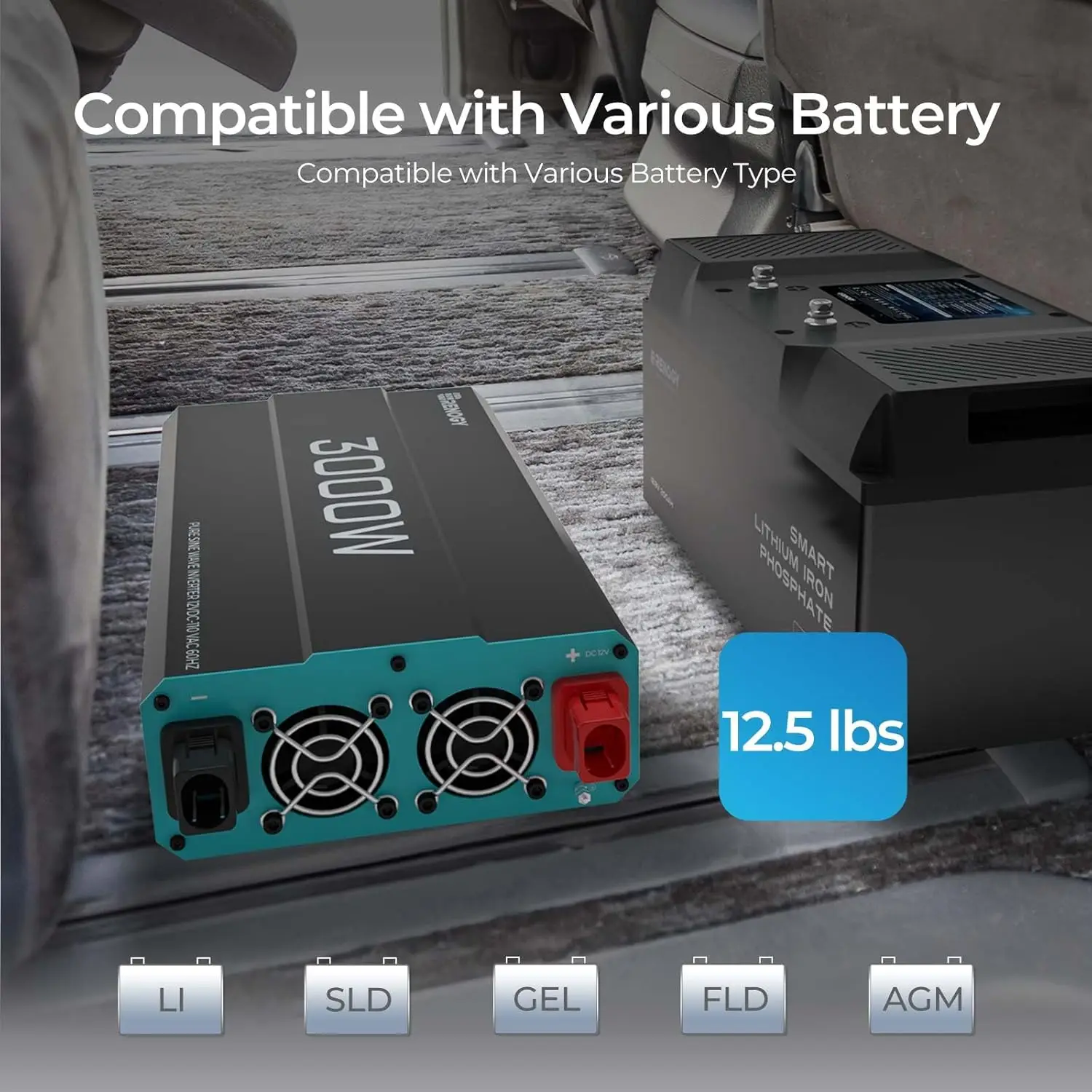 3000W Pure Sinus Omvormer 12V Dc Naar 120V Ac Omvormer Voor Thuis, Rv, Vrachtwagen, Off-Grid Zonne-Energie Omvormer