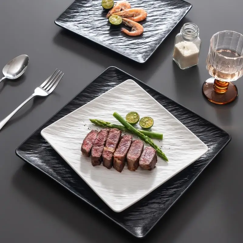 

Ceramic Square Plate for Cake Dessert Steak Sushi Sashimi Serving Tray Hotel Restaurant