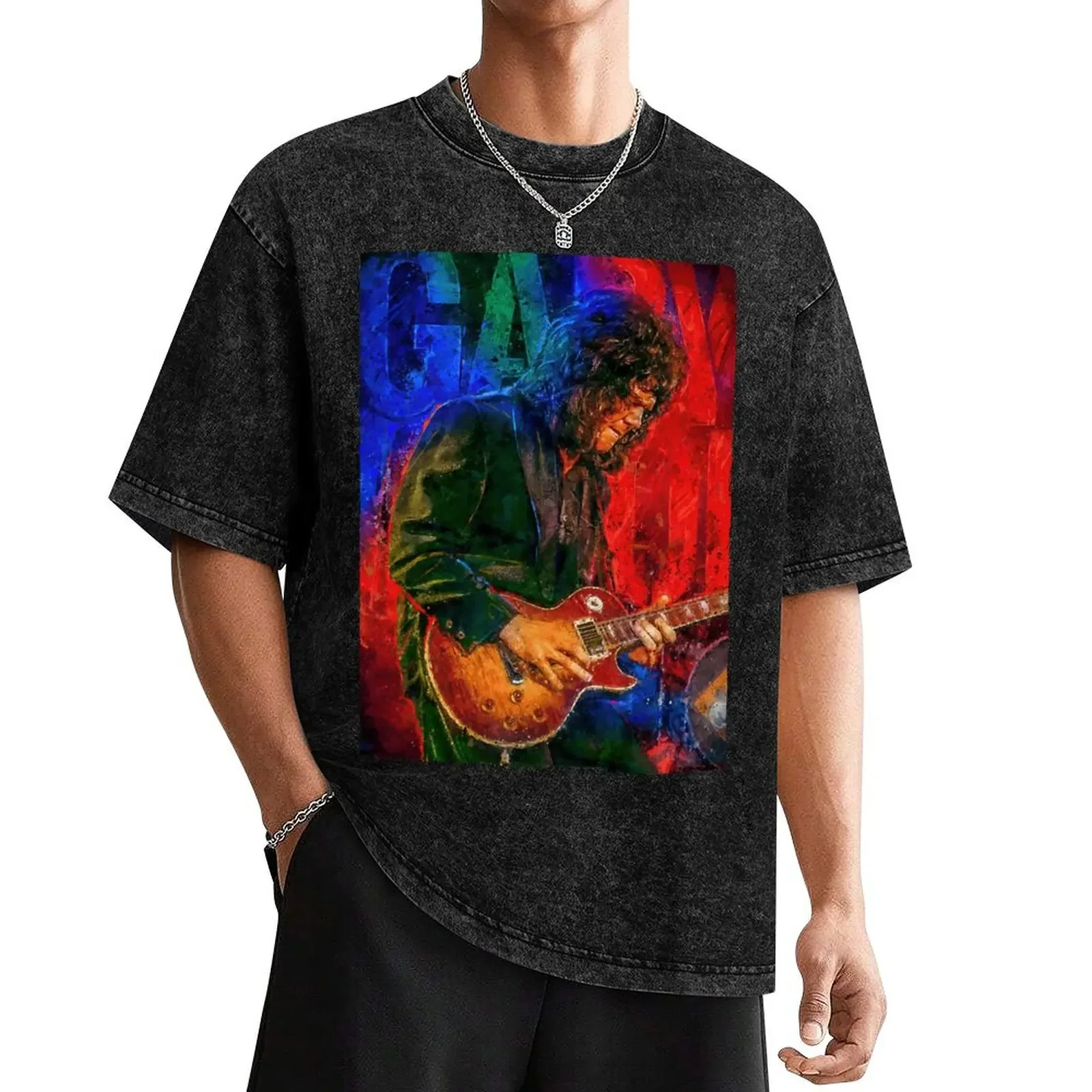 Gary moore tribute portrait art T-Shirt graphics vintage anime shirt plus size tops heavyweights men clothing