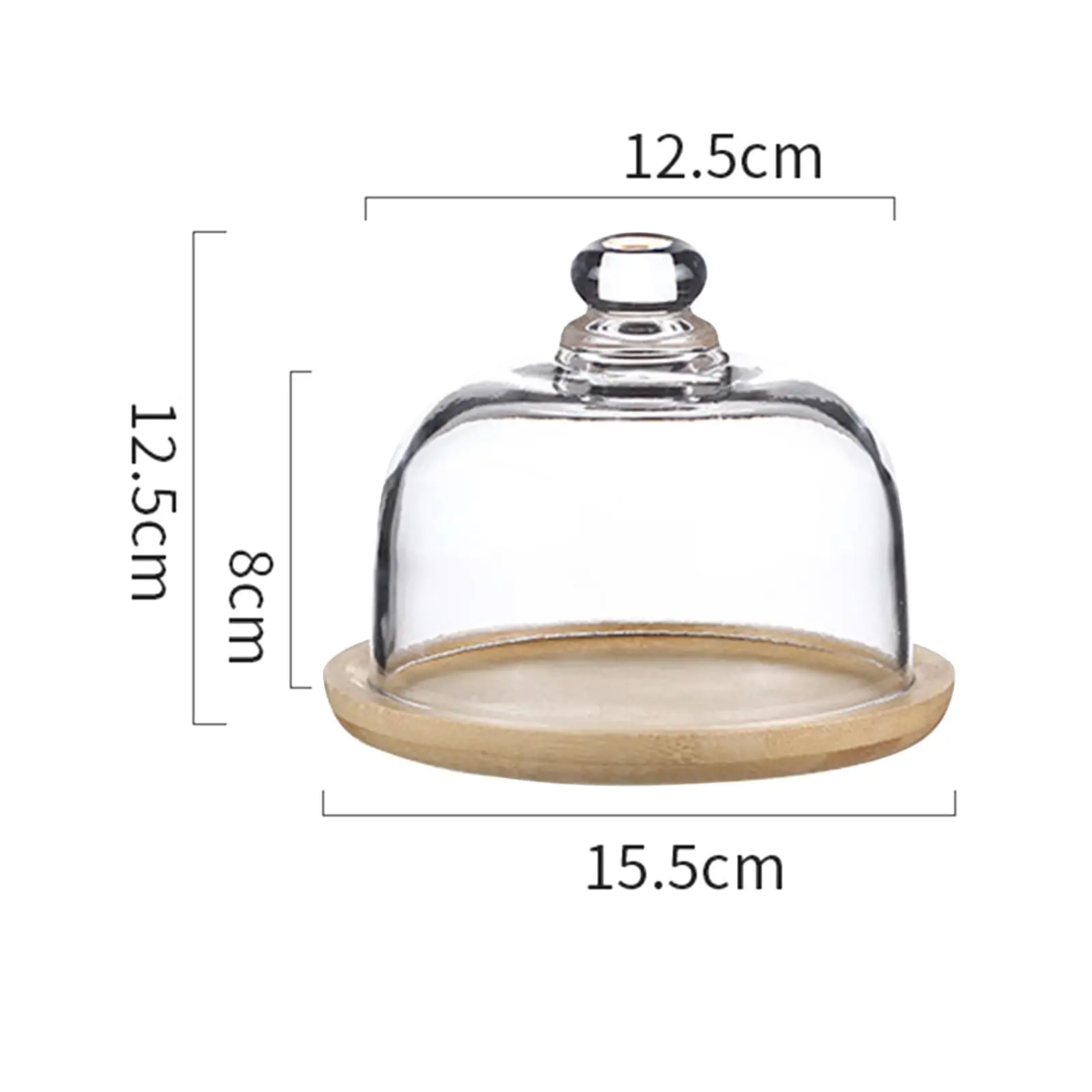 Bamboo Cake Stand with Dome, Serving Tray, Multifunctional Cake Diaplay Plate Holder Dessert Display for Party Cookies
