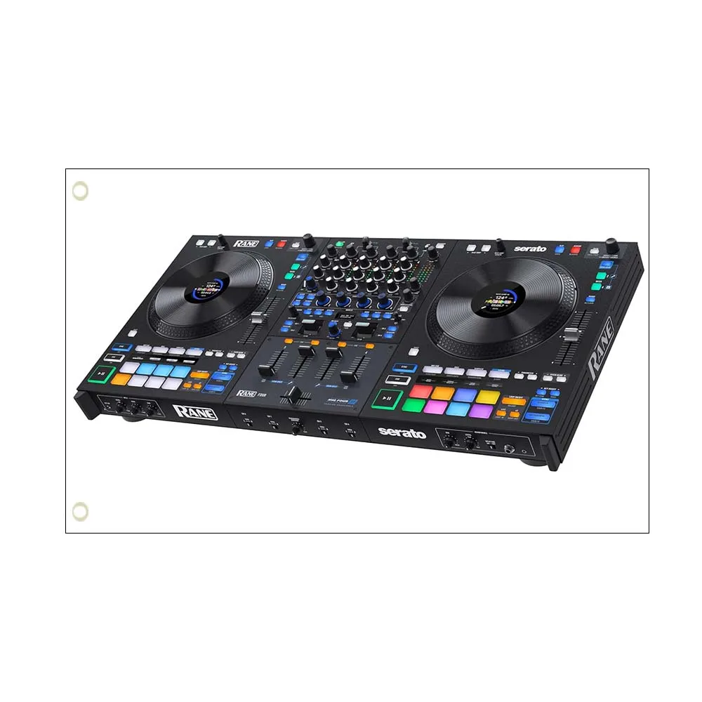 RANE FOUR Advanced 4 Channel Stems DJ Controller - 8.5 Jog Wheels with displays, DJ Mixer with Internal FX, Serato 2x3FT flag