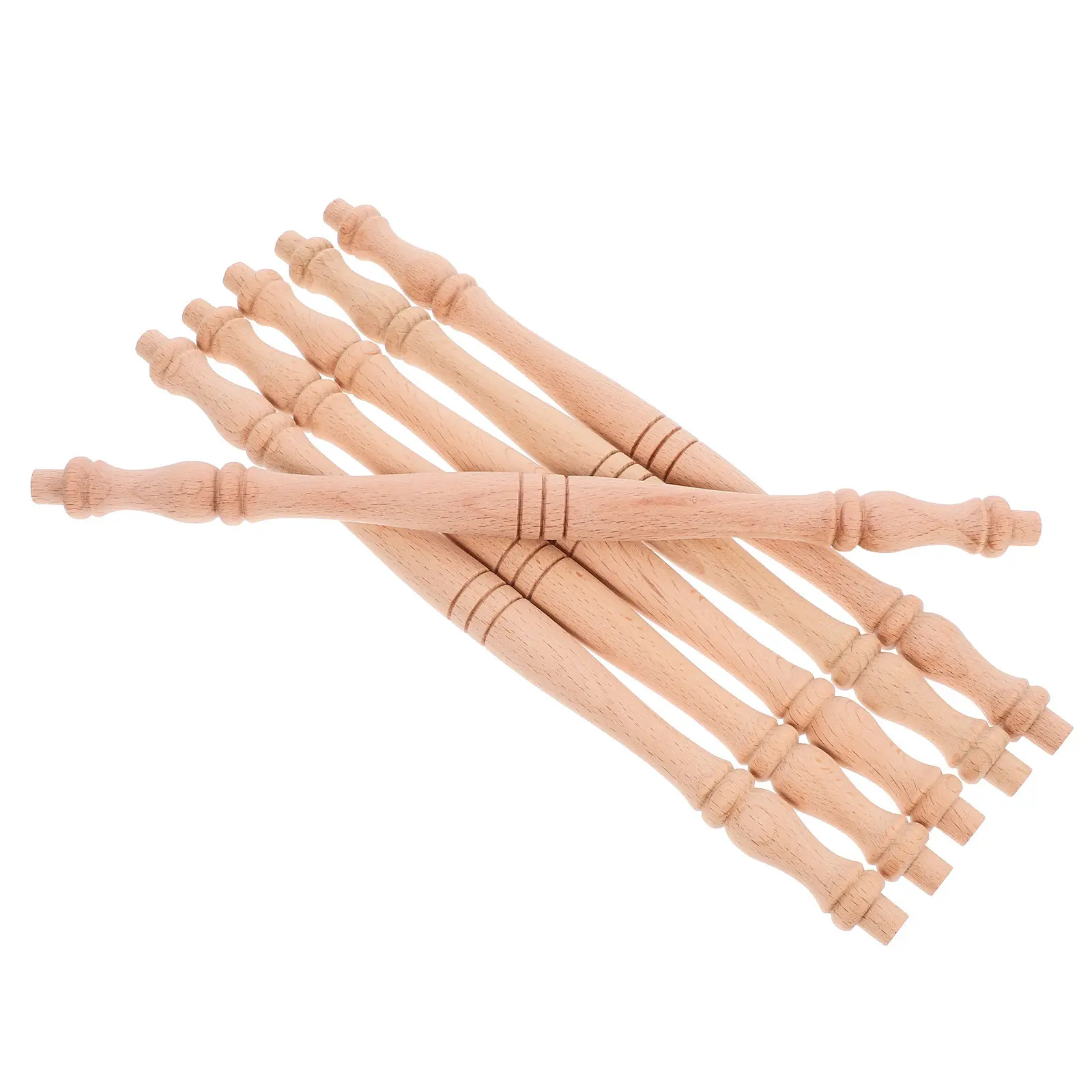 6Pcs Solid Wood Spindles Unpainted Wooden Balusters for Staircase Railing Porch Deck Furniture Legs Crafting Home Decor