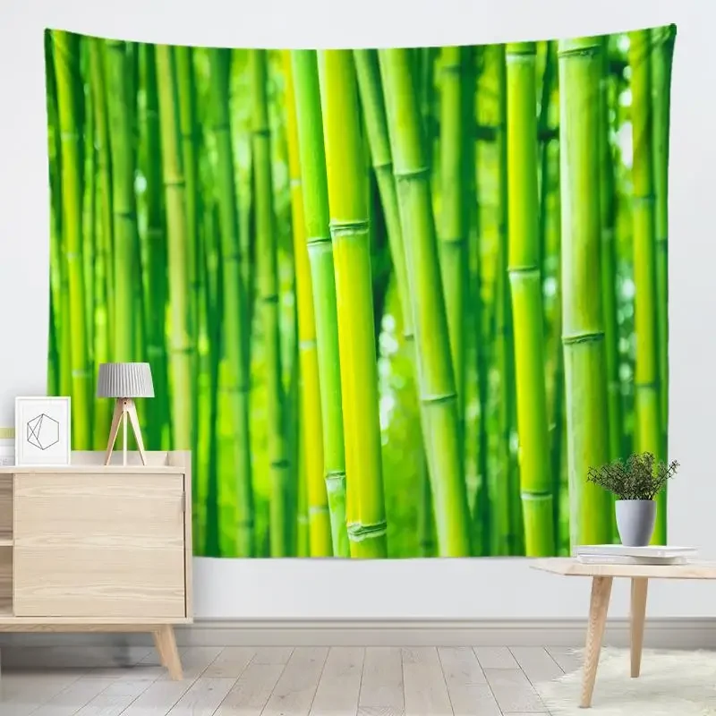 Home decoration bamboo forest pattern bright vitality series wall hanging tapestry wall cloth cushion background blanket
