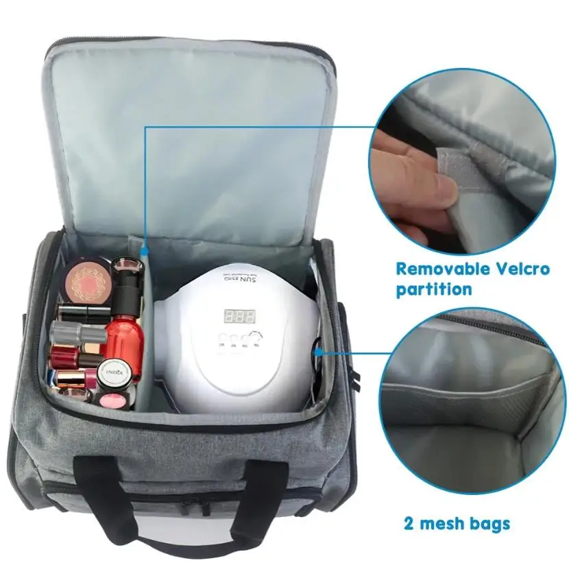 Women Cosmetic Shoulder Bag Women Large Makeup Bag with 2 Removable Pouches Makeup Nail Polish Organizer case Nail Polish Bag
