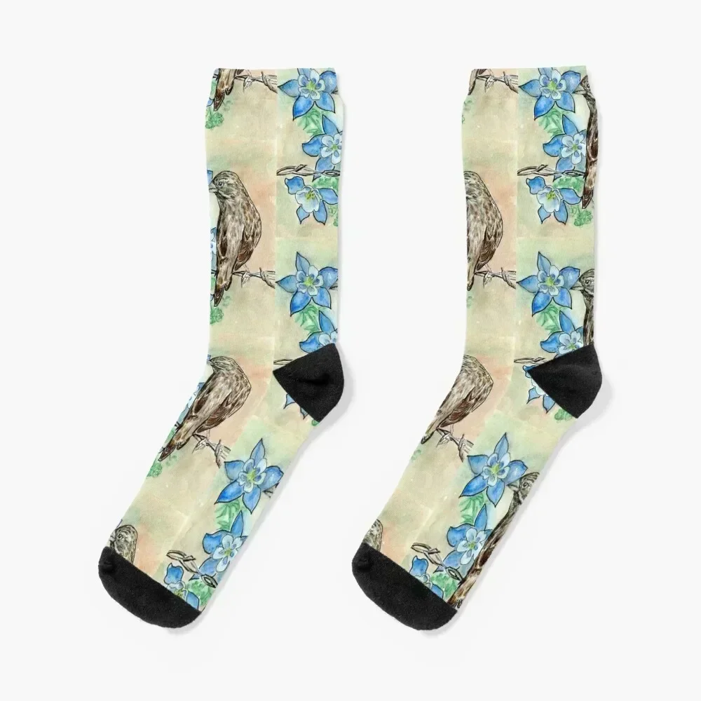 Colorado State Bird and Flower Socks kawaii colored Antiskid soccer Socks For Girls Men's