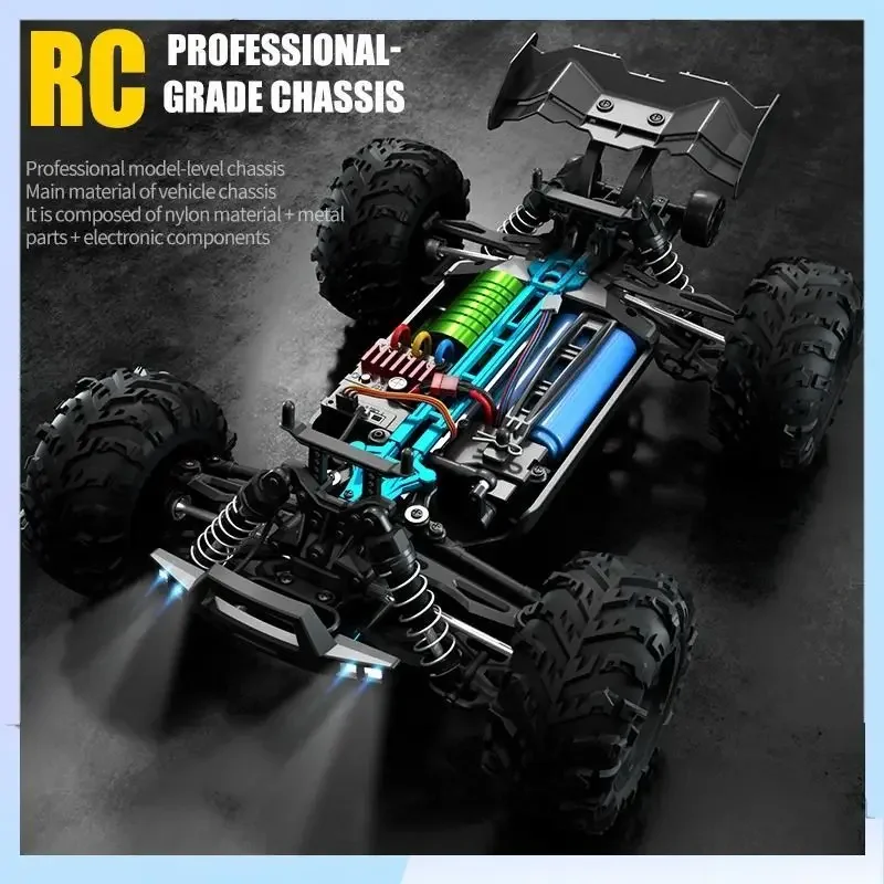 1:16 75KM/H or 50KM/H 4WD RC Car with LED Remote Control Cars High Speed Drift Monster Truck for Kids Vs Wltoys 144001 Toys