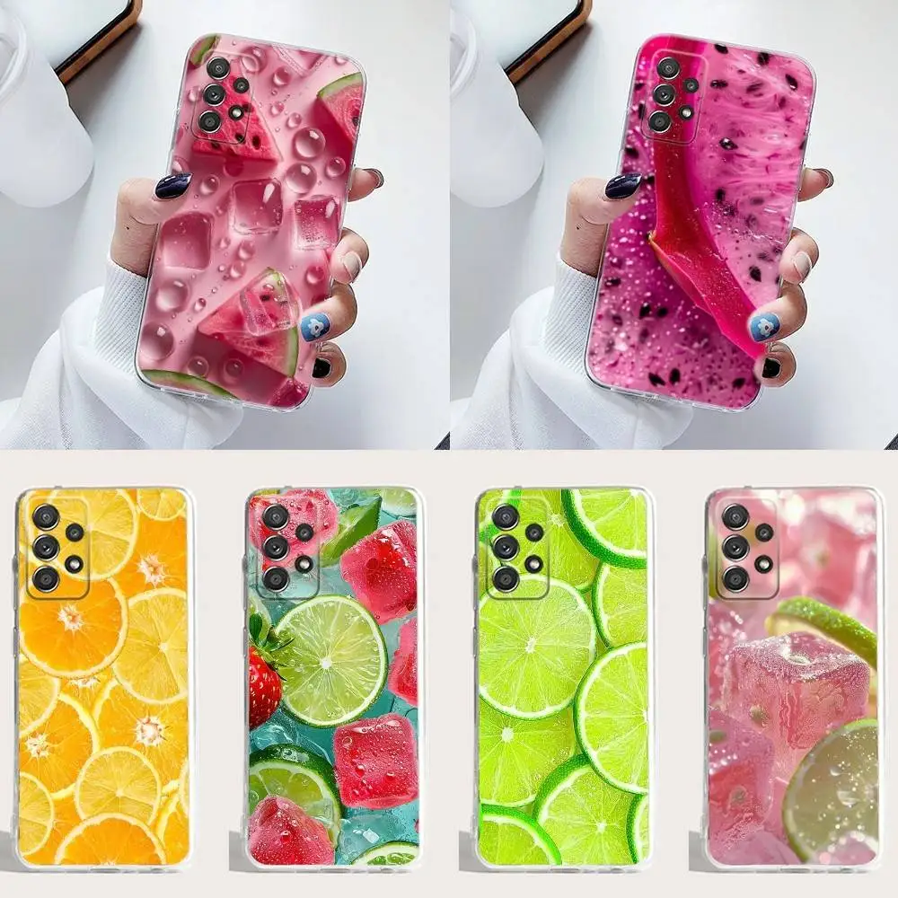 

Summer Colorful Fruit Feast t Phone Case Silicone For Samsung S30,23,21,22,20 FE lite,S10,9,PIus Note20ultra Soft Transparent