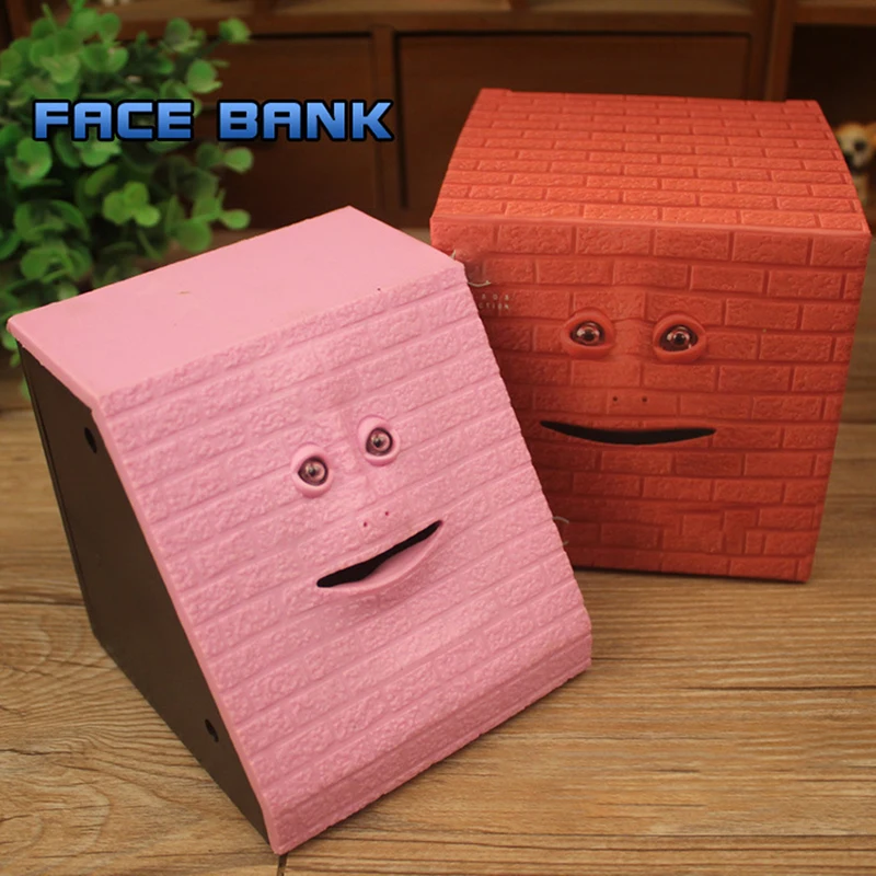 Novelty Face Bank Coin Eating Savings Bank Kids Money Saving CollectiIon Piggy Bank,Electric Sensor Face Piggy Bank