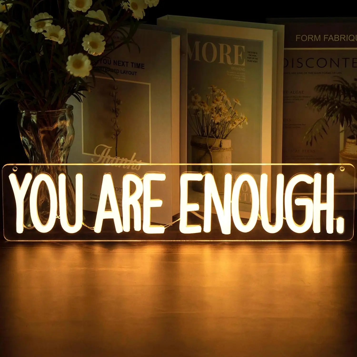 

You Are Enough Neon Sign Dimmable Affirmation Neon Light for Bedroom Reading Room Classroom Bar Party Library Decor for Kids