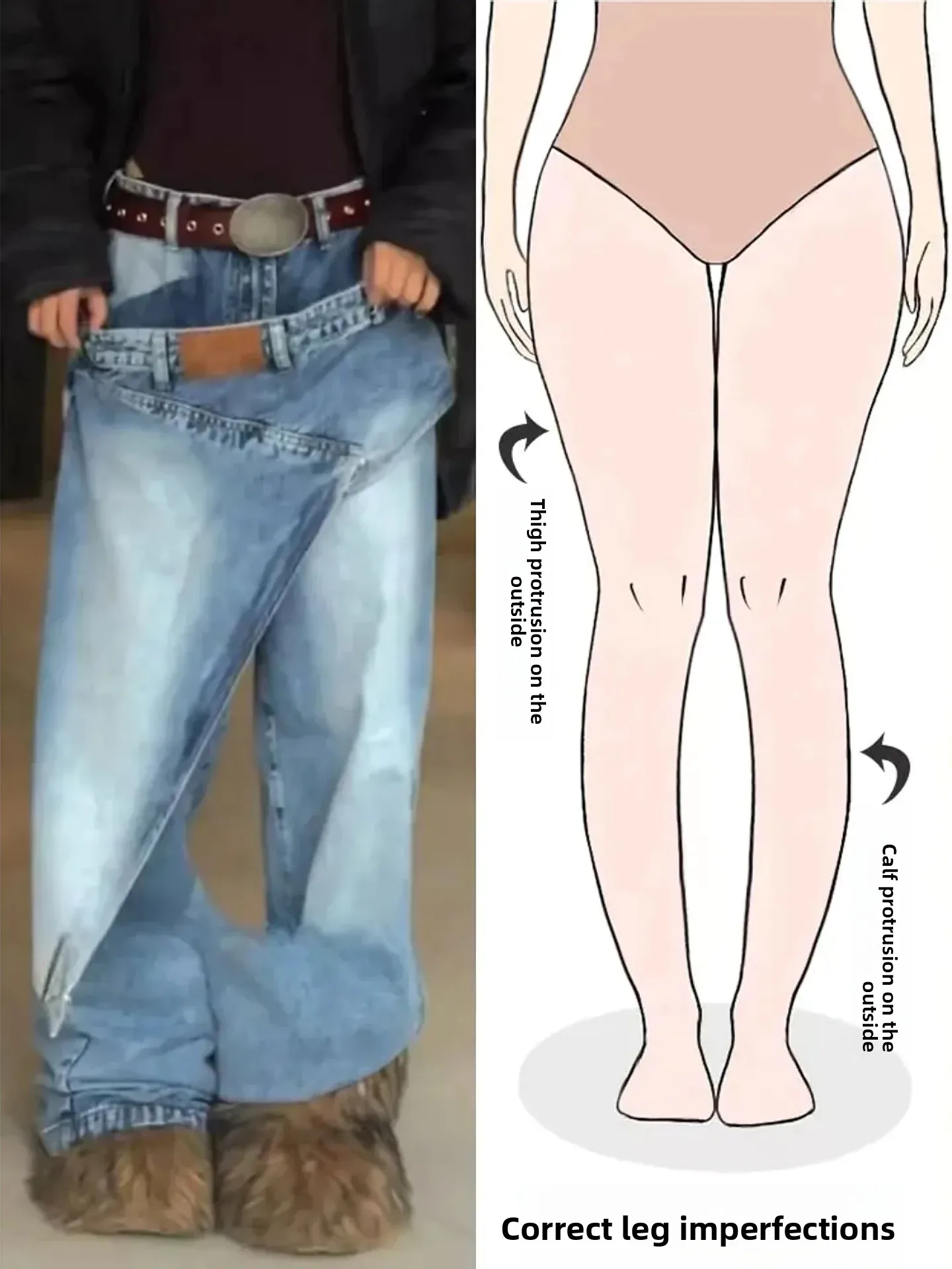 

American Retro Pear Shaped Body Loose Wide Leg Jeans Women's Spring New Style Casual Straight Cut High Waist Denim Pants