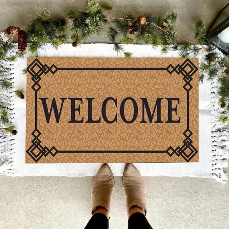 Welcome Doormat - Classic Design with Elegant Border, Perfect for Indoor and Outdoor Use, Adds Warmth to Your Home Entrance