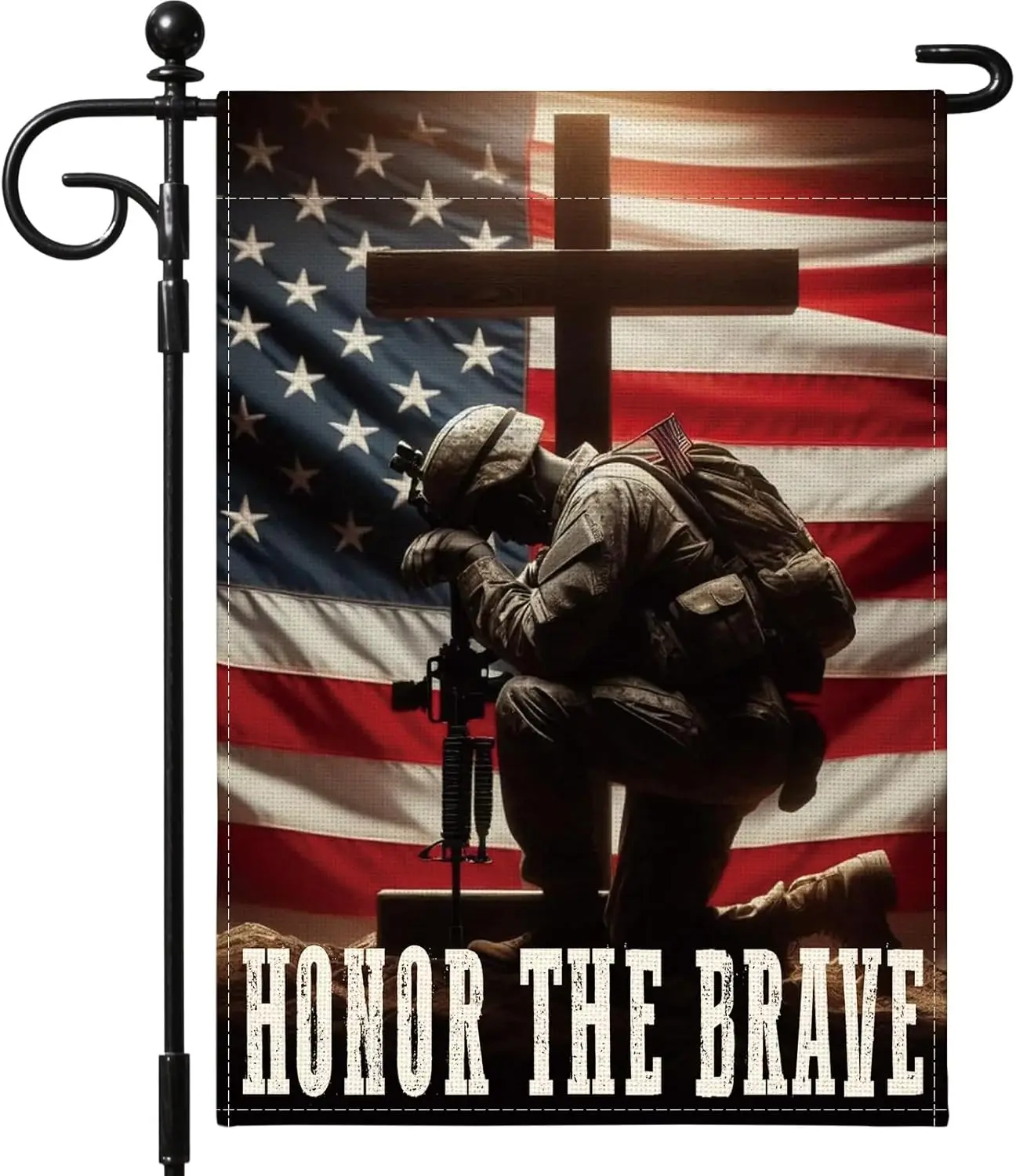 Artscope Memorial Day Patriotic Garden Flag 12x18 Inch Double Sided for Outside, Honor the Brave 4th of July American Soldie AAS