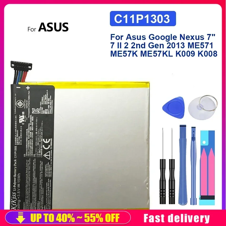 

Battery For Asus Google For Nexus7 Battery For Nexus 7" 7 II 2 2nd Gen 2013 ME571 ME57K ME57KL K009 K008 3950mAh C11P1303