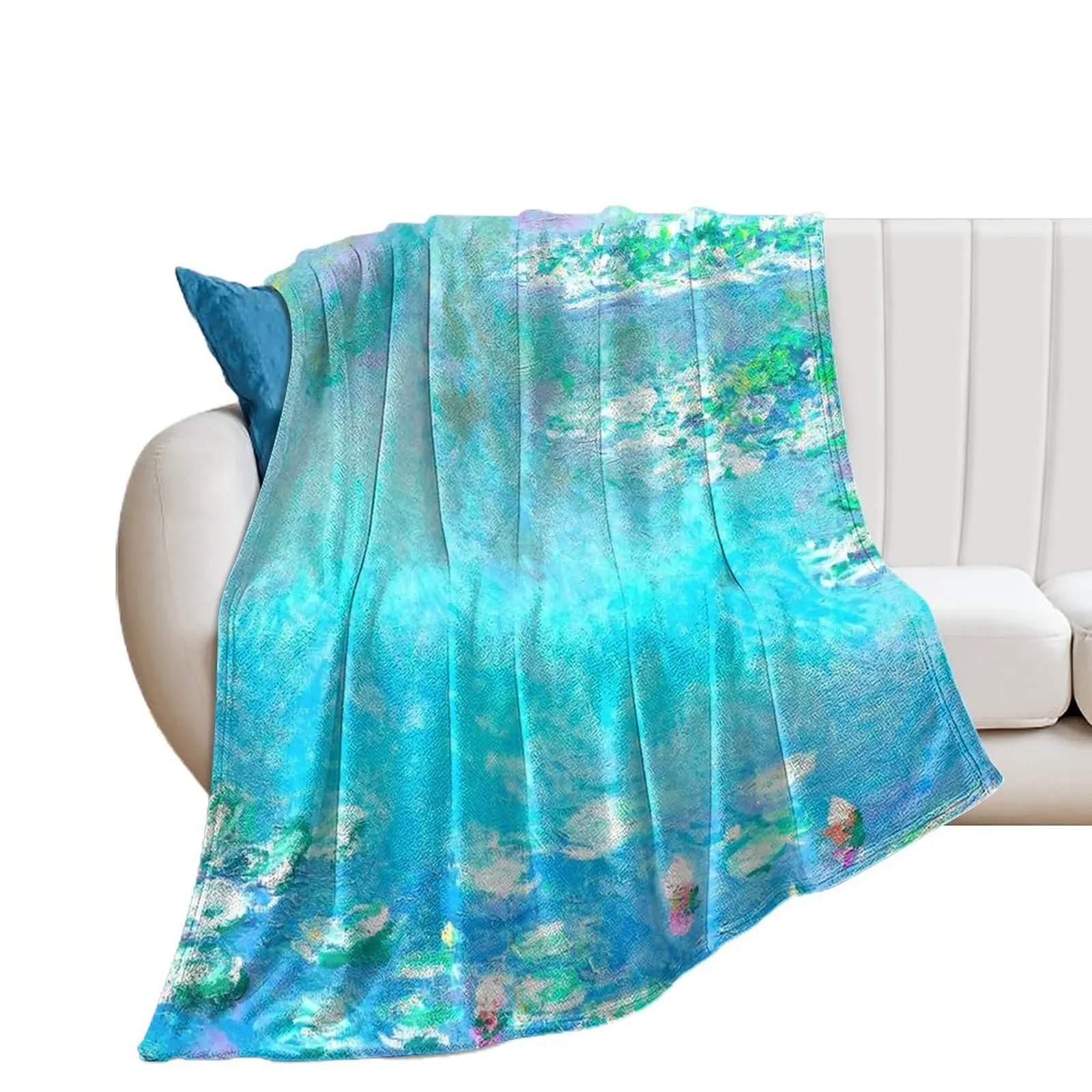 Monet Water Lillies Remix Throw Blanket Soft Big Plush Decorative Sofa Blankets