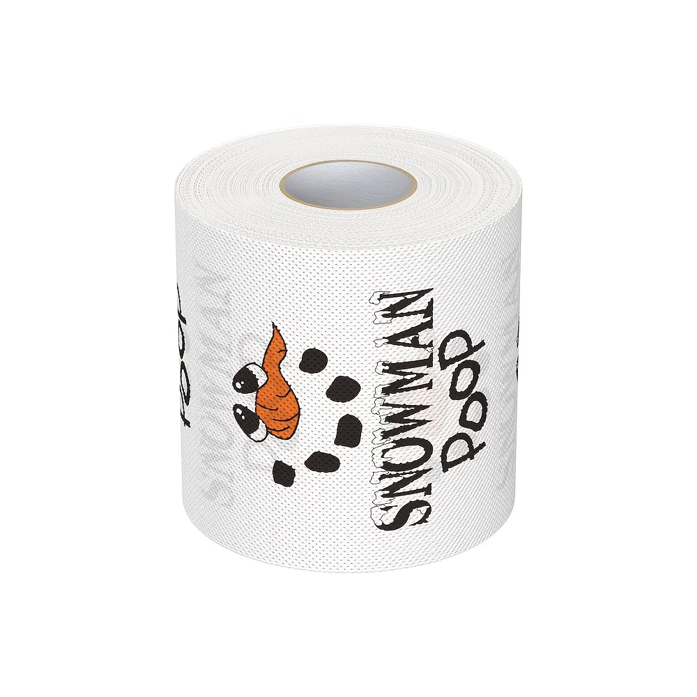 Christmas Funny Snowman Poop Printed Toilet Paper, Novelty Gag Gift Roll Paper, Fun Xmas Party Prank Decor Tissue