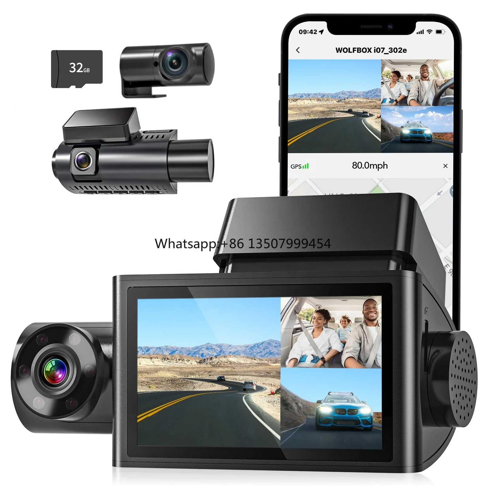 

Free TF Card 3 Channel Dash Cam 4K with WIFI Dash Cam Front and Inside Rear Dash Cam Recorder