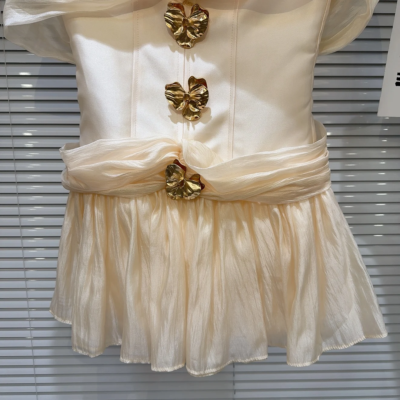 Doux été 2025 métal bleu Me oulder Fibone Bustier Dr taille haute a-ligne jupe ort Sve couleur couvrir