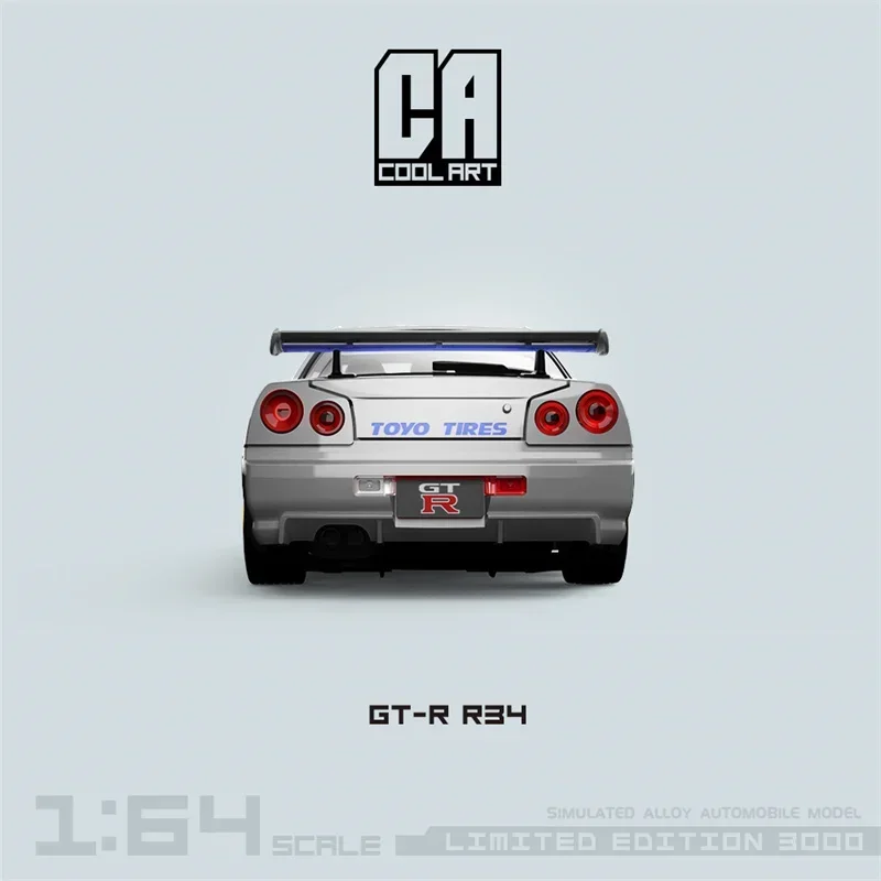 COOL ART 1:64 GT-R R34 Blue silver Fast and Furious Limited 3000 Diecast Model Car