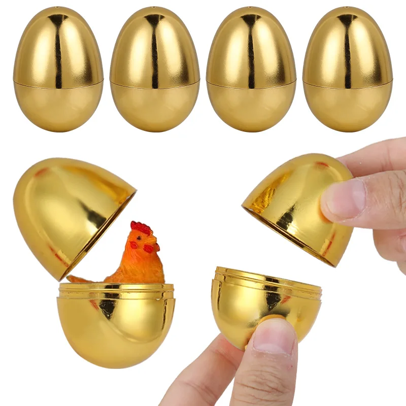 

6 шт. золотых пасхальных яиц в пластиковой подарочной коробке, пустые пасхальные яйца для игр, призы для детей, игрушки для творчества, украшения для дома на Пасху