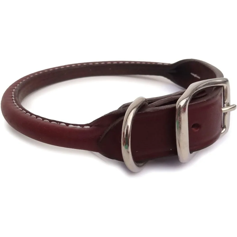 ياقة كلب جلدية ملفوفة باللون الأسود - 24 بوصة، متينة ومريحة للاستخدام اليومي