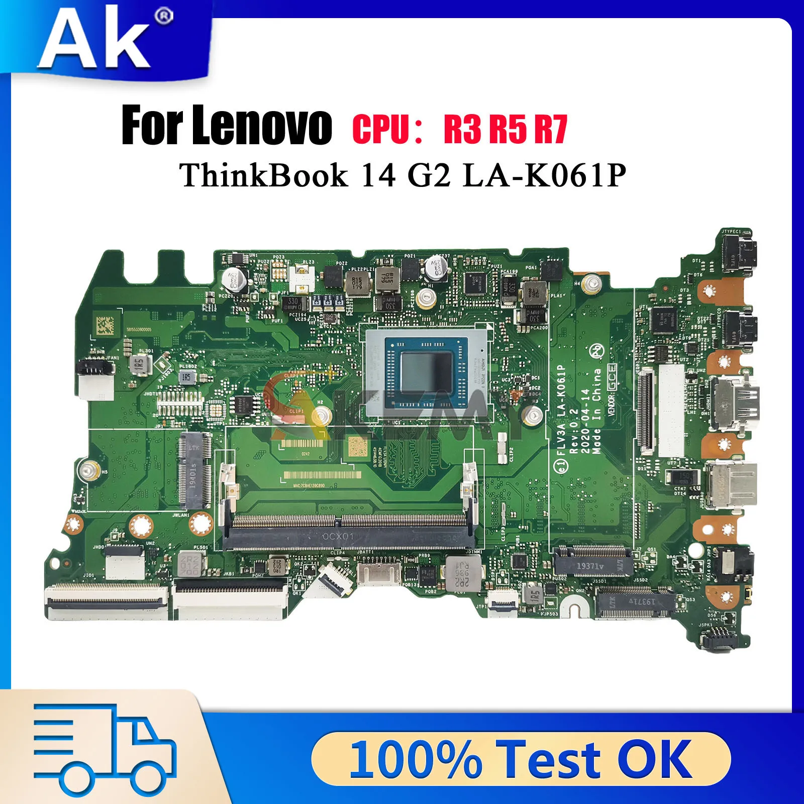 

LA-K061P For Lenovo ThinkBook 14 G2 ARE 15 G2 ARE 14 G3 ACL with AMD R5 R7 CPU 8GB RAM Laptop Motherboard 100% Tested OK