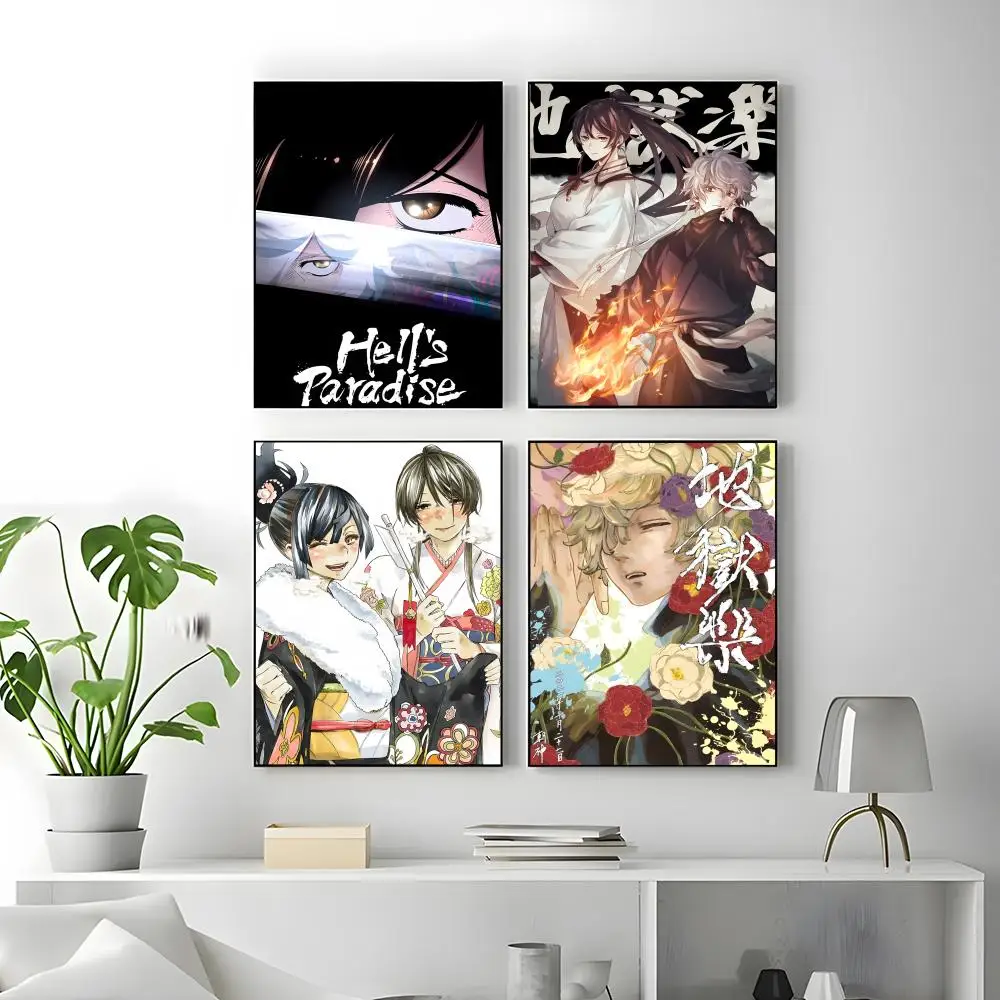 Anime Hell Paradise Poster Self-adhesive Art Waterproof Paper Sticker Coffee House Bar Room Wall Decor