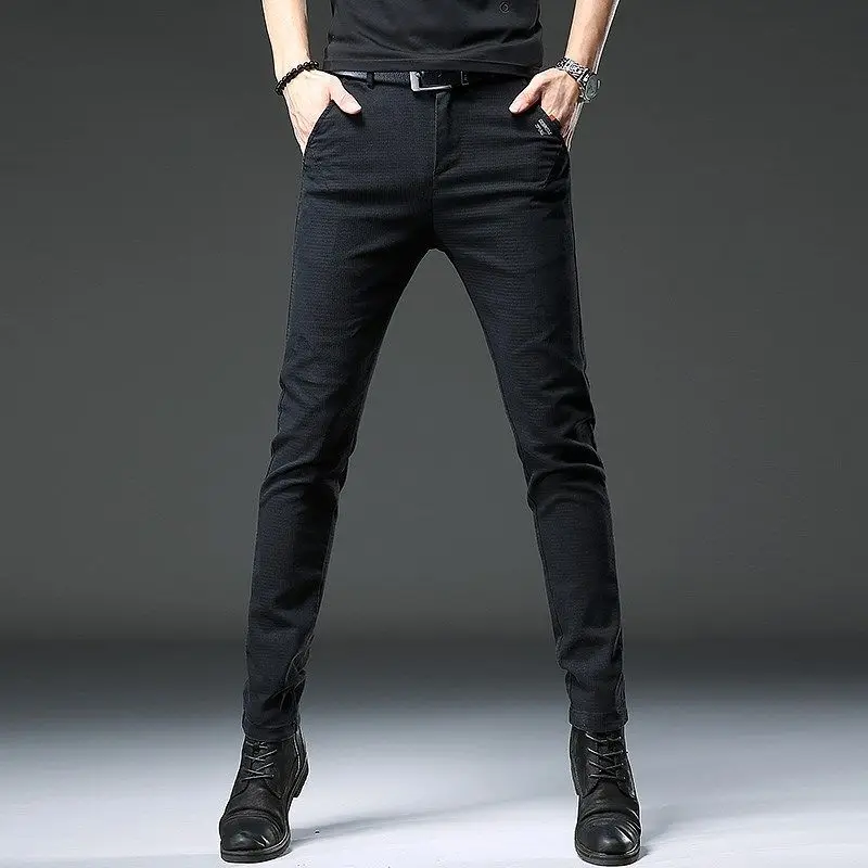 Autumn Winter Korean Harajuku Trousers All Match Vintage Jeans Men Casual Trend Solid Pockets Straight Leg Pant New Male Clothes