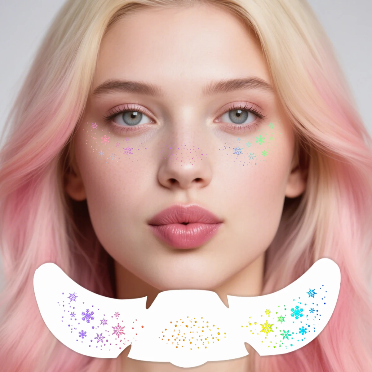 10 قطعة عيد الميلاد الوجه لصاقات وشم الليزر ندفة الثلج نجوم البولكا نقطة النمش وهمية ملصقات الوشم المؤقت لمهرجان الحفلات #3