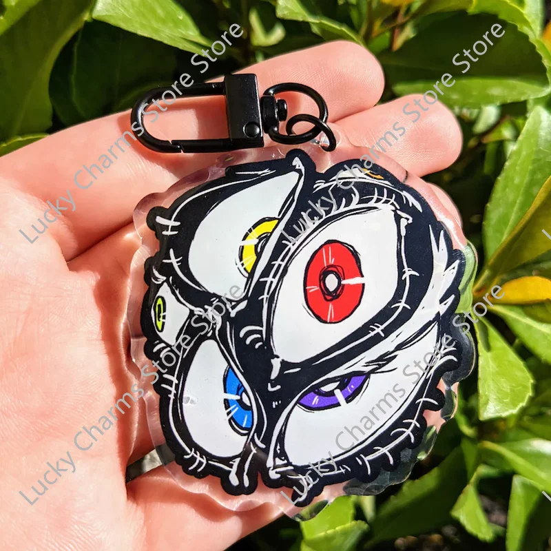 Creepy Multi-Eyeball Gothic Acrylic Bag Charm Weird Cartoon Eye Design Alternative Style Backpack Decor Accessory