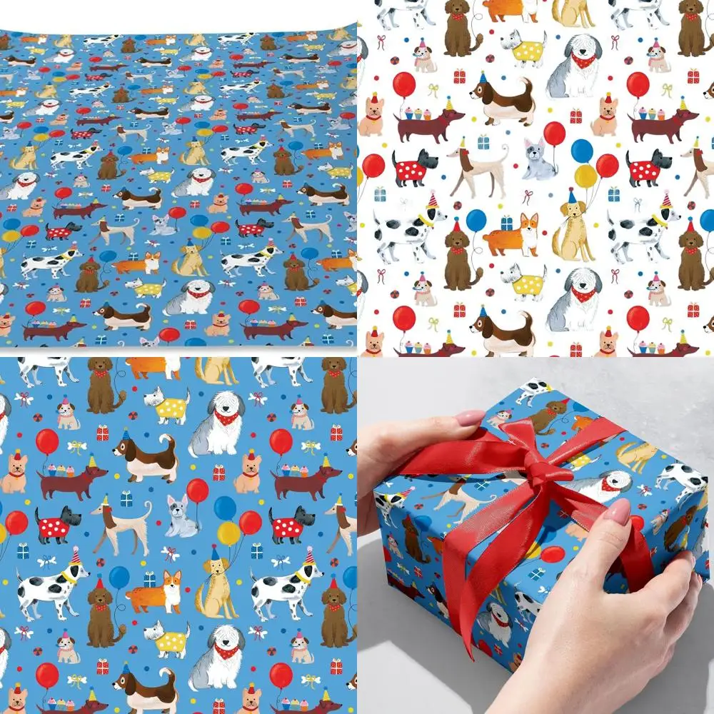 

8 рулонов 5 футов x 30 дюймов, подарочная упаковка на день рождения для собаки