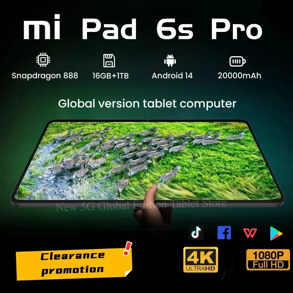 2024 Global Version Original Xiao Pad 6S Pro Tablet 11inch HD 4K Android 14 16GB+1TB 12000mAh 5G Dual SIM WiFi GPS Tablet PC MI