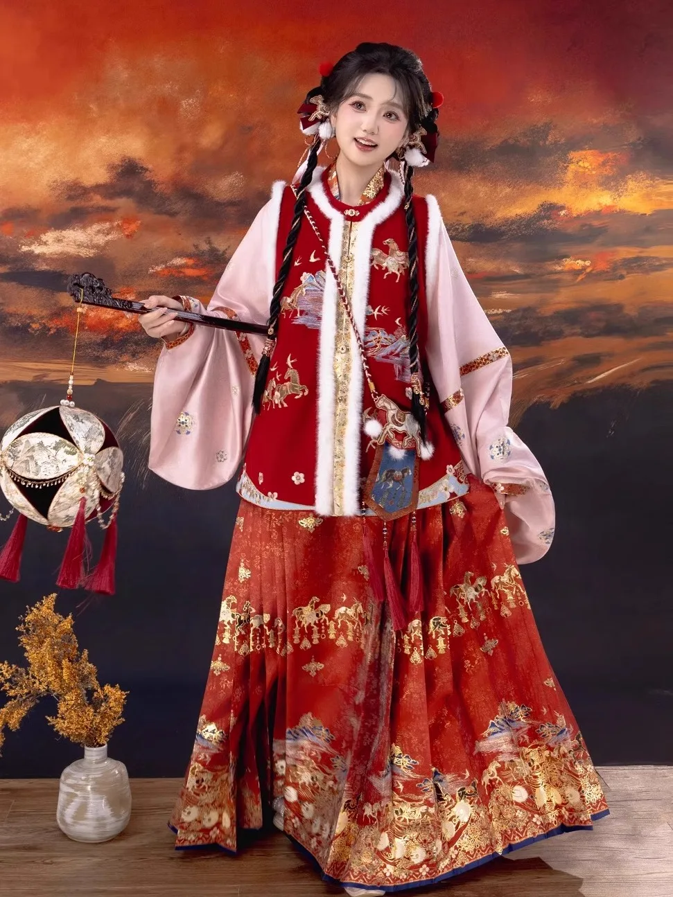 

Original Hanfu Women's ort Jaet Year of the New Year Sle Crossed Face Double-sided Wear Cute Traditional Co...