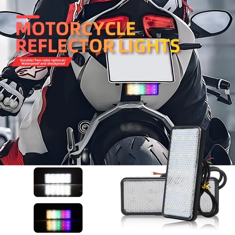 

12V Motorcycle Rectangle LED Tail Brake Turn Signal Light Lamp Reflector Stop Lamp DRL Running Light For Car/ATV Scooter