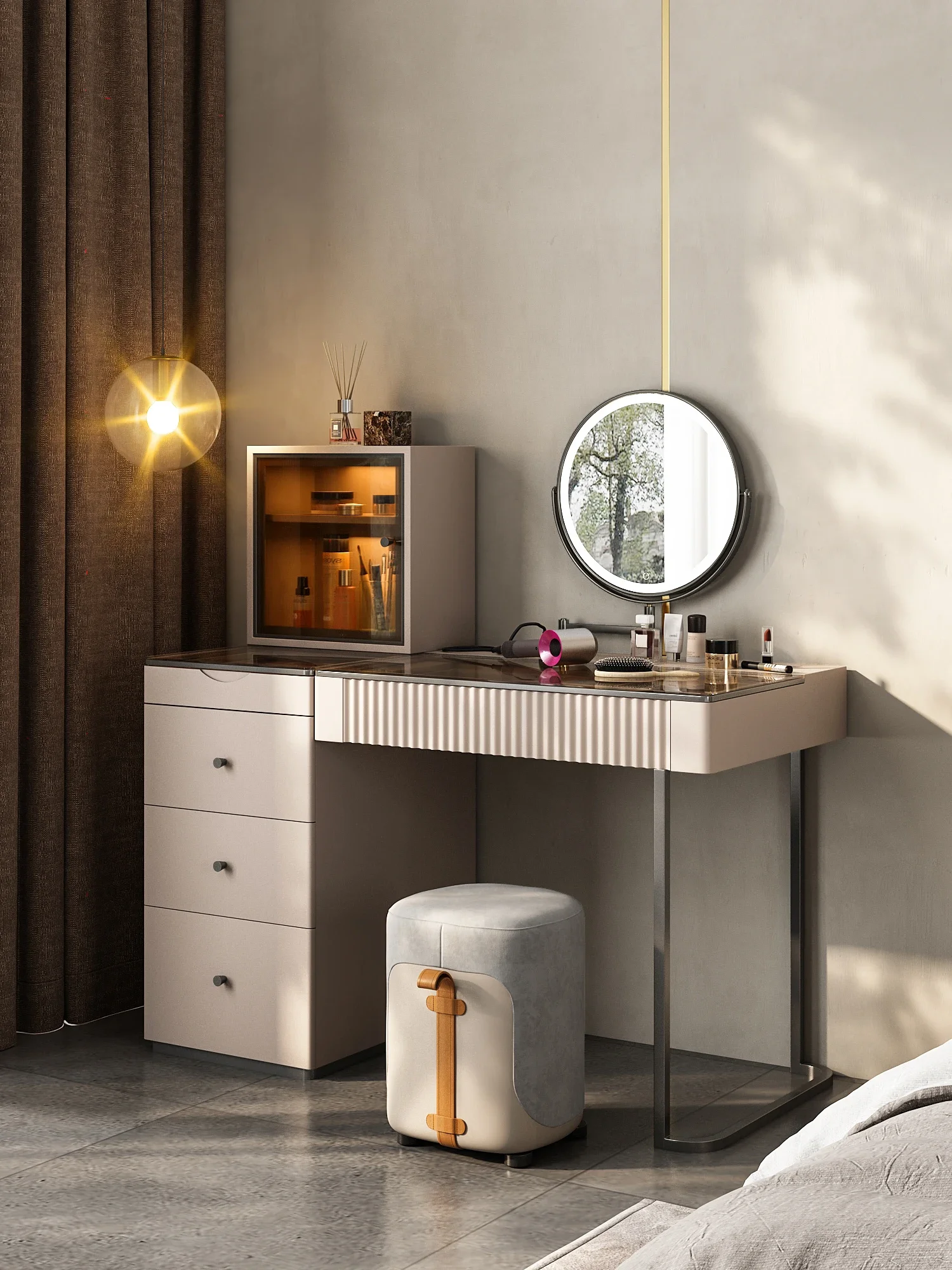 

Home master bedroom dresser bedroom bedside small chest integrated makeup table