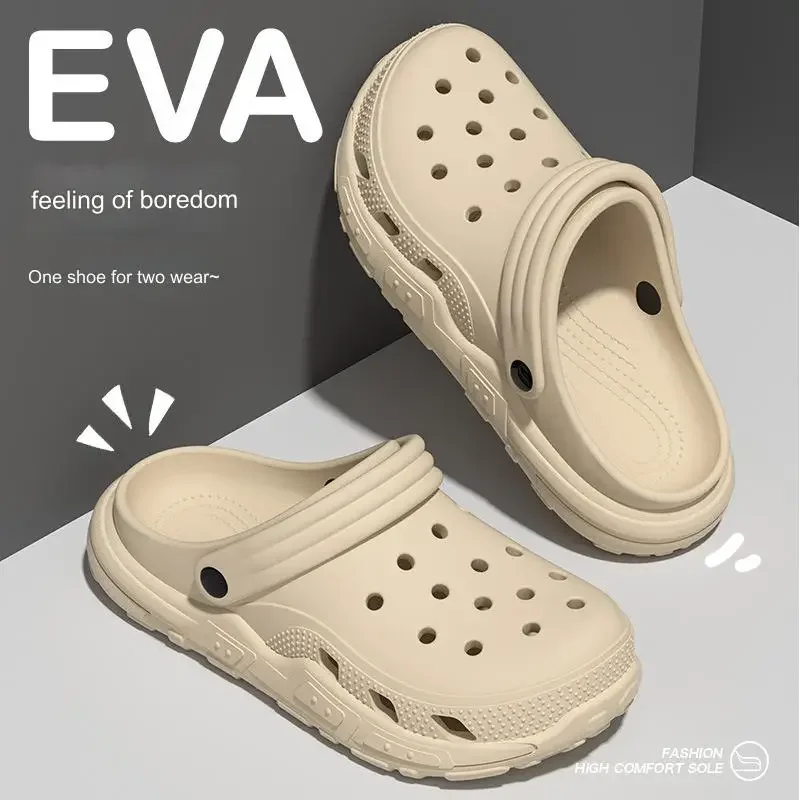 

2024 Summer Holes Sandals Indoor Casual Soft Soled Women's Slippers Outdoor Men Beach Garden Slides Shoes