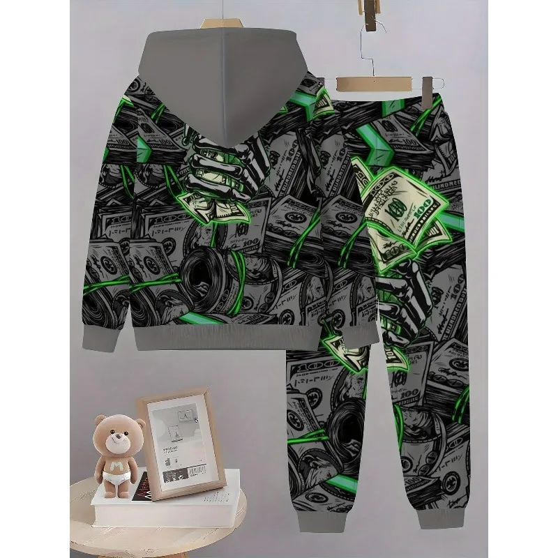 2025 أزياء 3D مطبوعة الجمجمة المال نمط عارضة مجموعة مقنعين طويلة الأكمام هوديي وسراويل أزياء مجموعة الأنشطة في الهواء الطلق #2