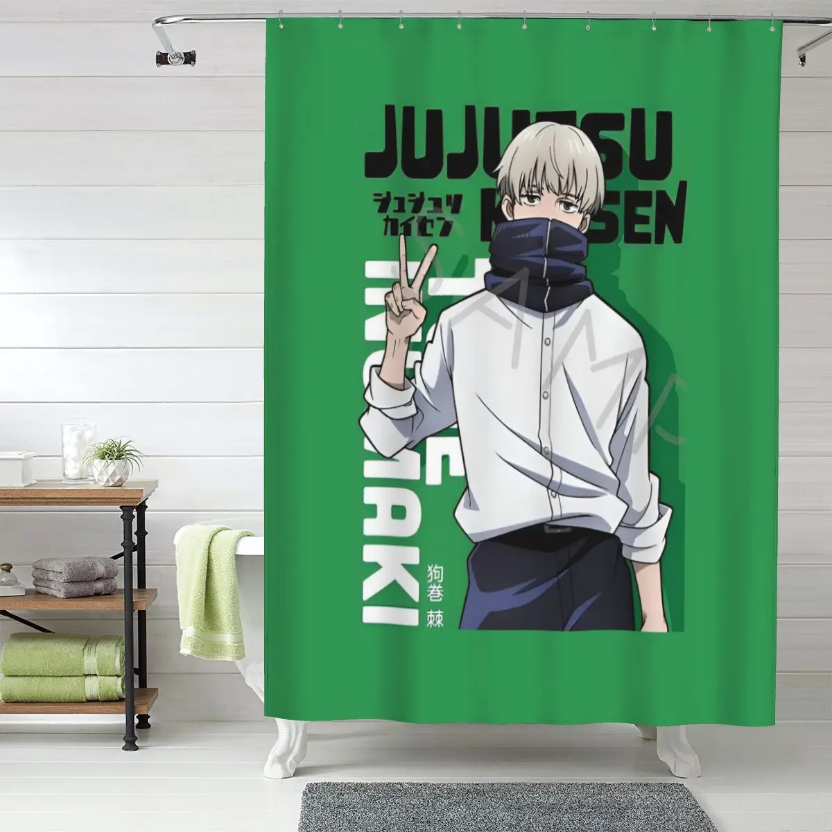 

Занавеска для душа Jujutsu Kaisen Toge Inumaki, полиэстеровая, водонепроницаемая, с крючками