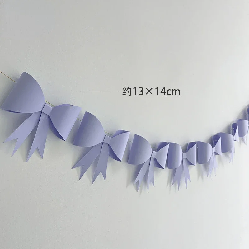 INS Bowknot Garland Flags Princess Girls Baby Room Wall Hanging Decoration Pennant Nursery Decor Party Banner Photo Props