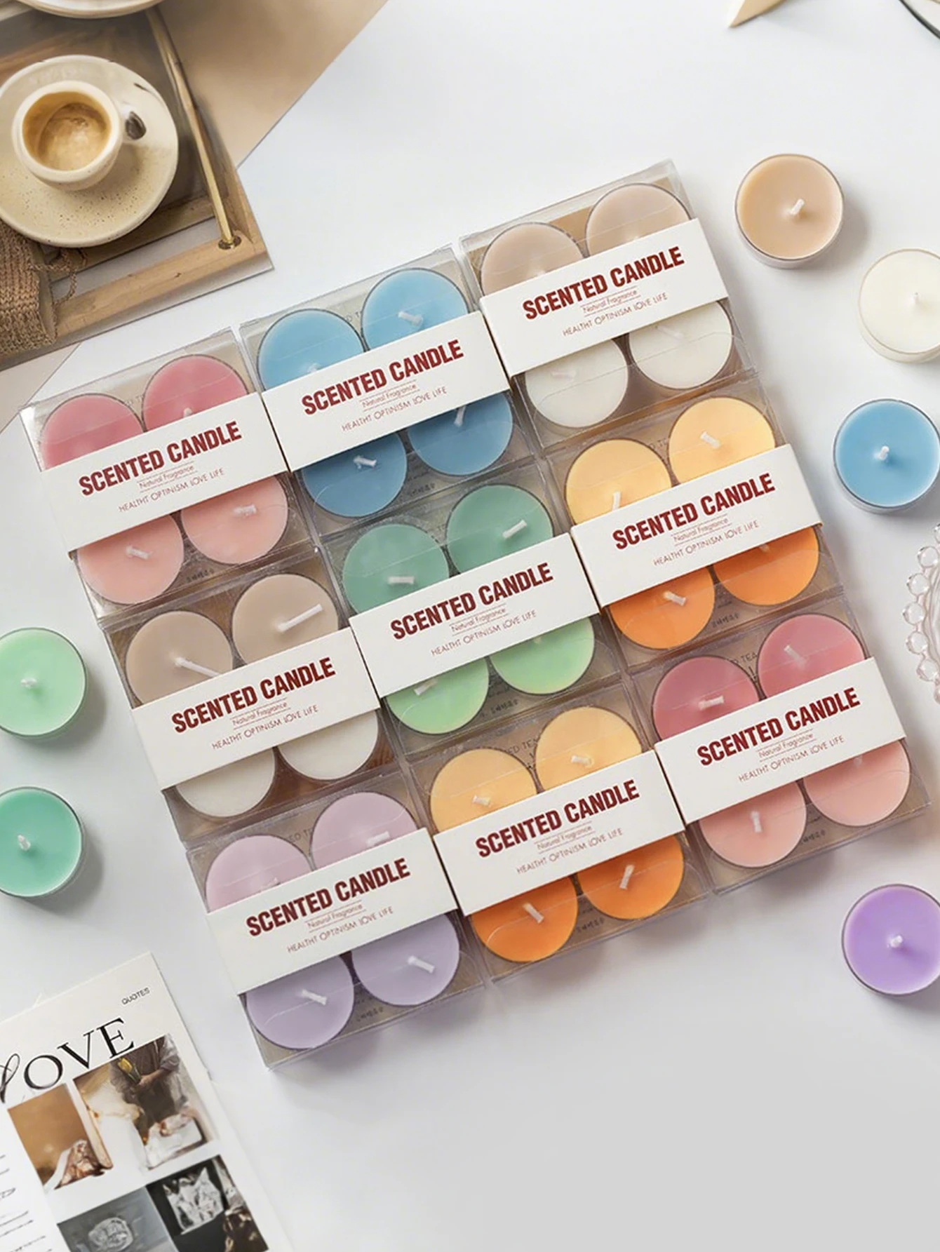 4pcs Handmade smokeless soy wax Round Tea Wax Ambiance Gift Creative Fragrance Premium Wedding Companion Aromatherapy candle Hom