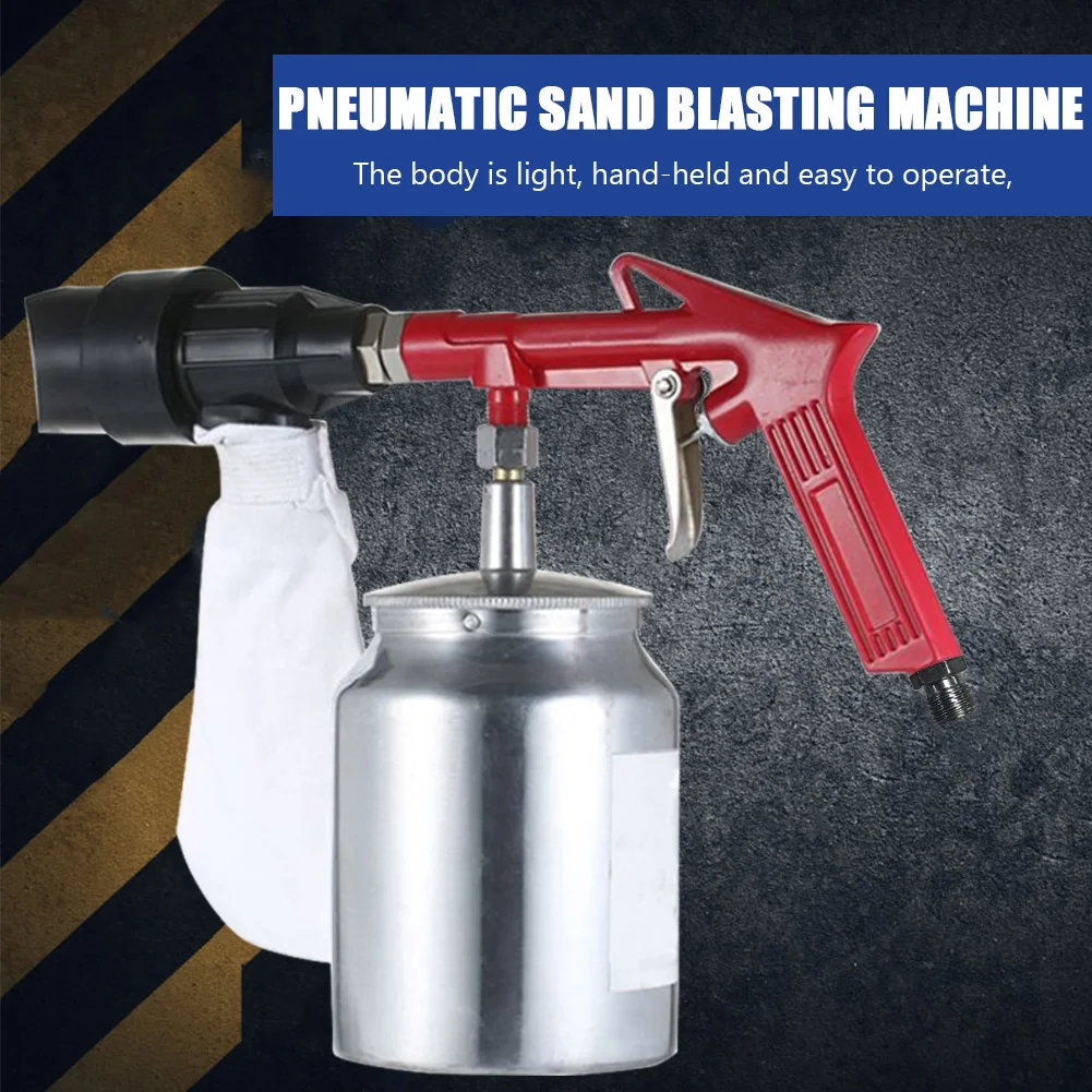 Pneumatic Air Sand Blaster 1/4inch 450ml Sandlasting Spray Gun Tool with 4 Nozzle Portable Sandblasting Gun for Removing Rust
