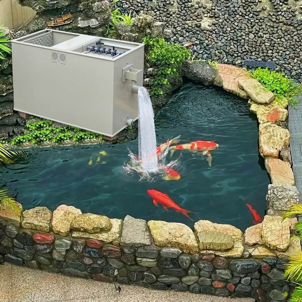 

QihangRAS Aquaculture Fishing Farm 2640 Gal/h Filtration System Garden Fish Pond Combine Rotary Drum Filter for Koi Pond 20m3