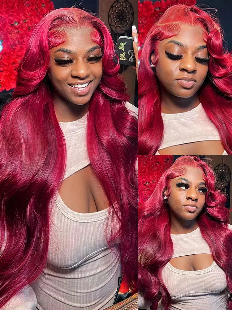 

Burgundy 99J Body Wave 13x6 HD Lace Frontal Wig Human Hair PrePlucked Red Colored Wig 13x4 Lace Frontal Body Wave Wigs For Women