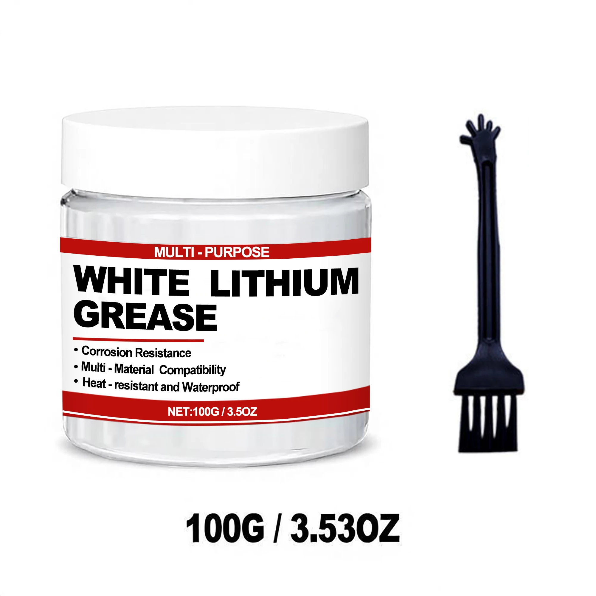 Grasa Lubricante de Litio Blanca Multiusos con Cepillo para Puertas de Garaje, Rodamientos y Automóviles