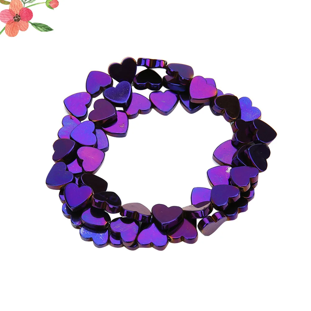 50 Stuks Plated Gekleurde Stenen Kralen Holle Hartvorm 8mm Hematiet voor DIY Sieraden Maken Kralen Armband Ketting Accessoires