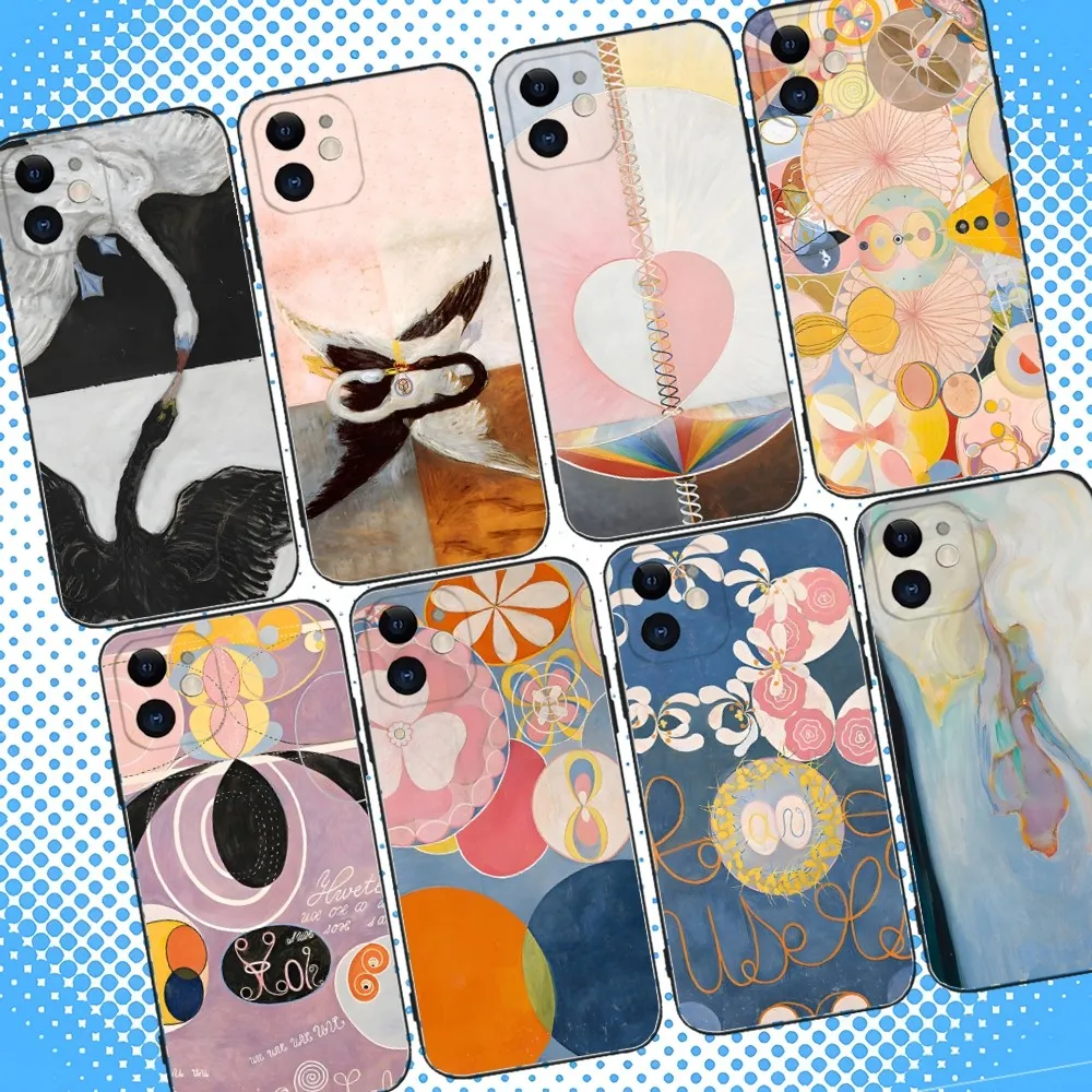 

Art Hilma af Klint Phone Case For iPhone 16,15,14,13,12,11,Pro,Max,Plus,X,XS,XR,SE,8,7,Mini,Soft Silicone Black Case